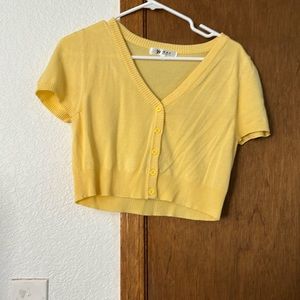 Pale yellow cropped cardigan
